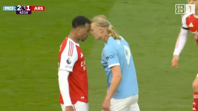 Haaland e Gabriel se estranham, e lance gera polêmica na Premier League